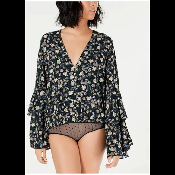 Free People She's Dainty Bell-Sleeve Bodysuit - Picture 1 of 9